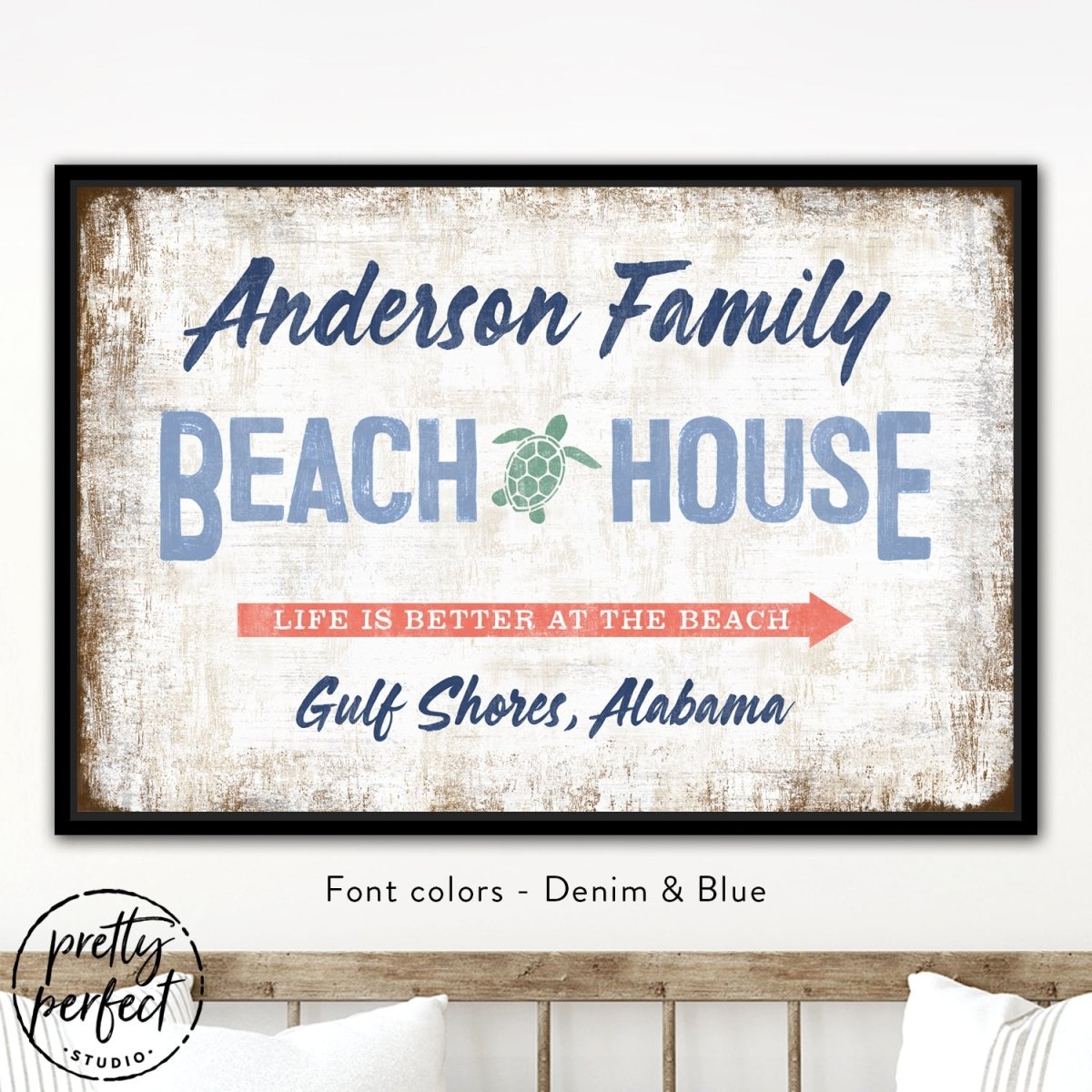 Custom Beach House Sign with Family Name and Location