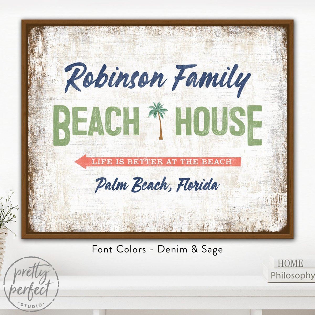 Custom Beach House Sign with Family Name and Location
