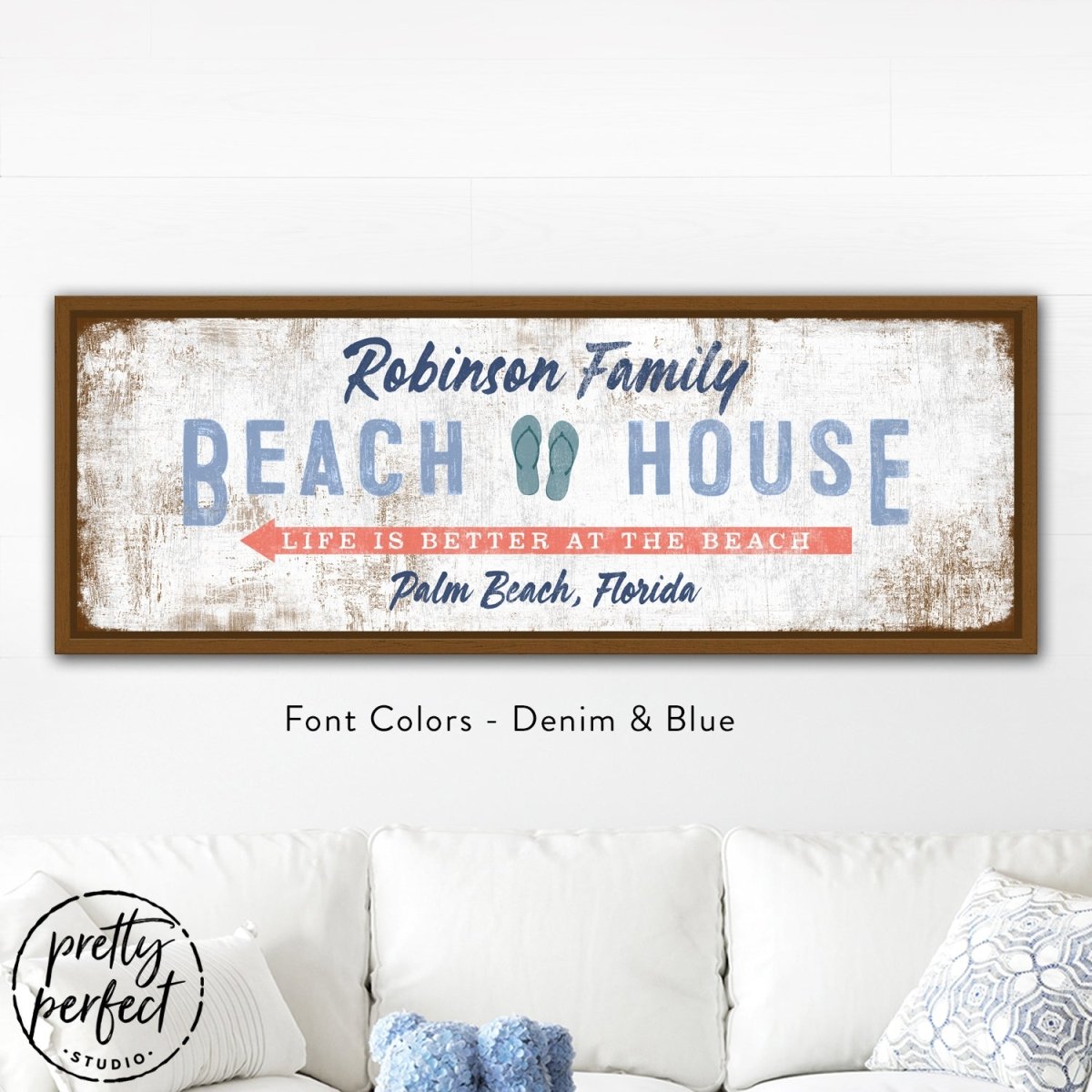 Custom Beach House Sign with Family Name and Location