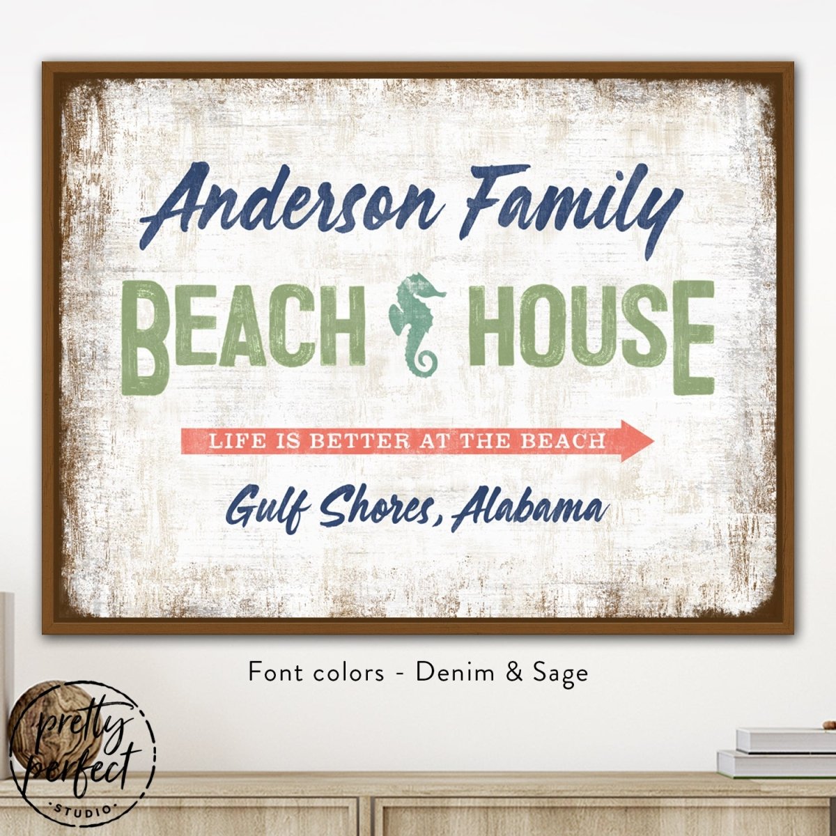 Custom Beach House Sign with Family Name and Location