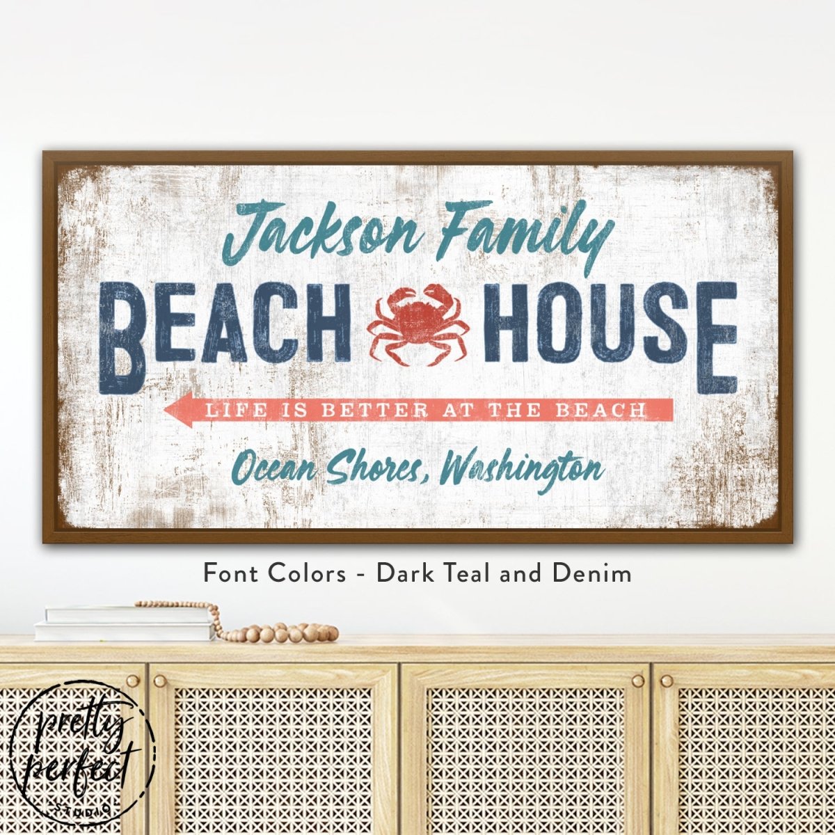 Custom Beach House Sign with Family Name and Location