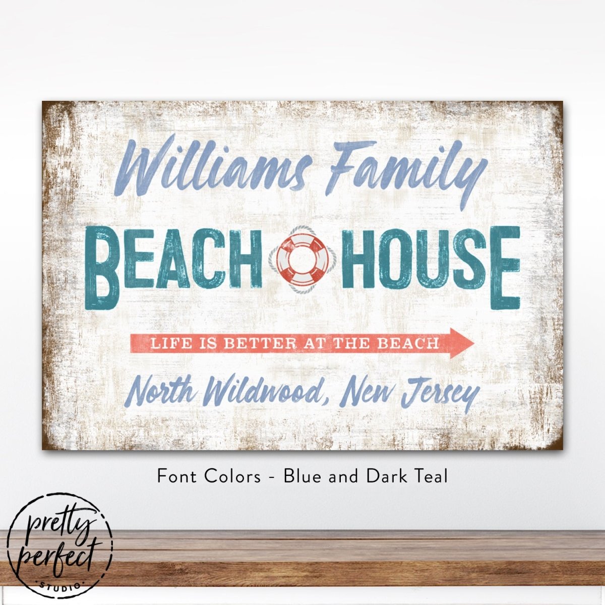 Custom Beach House Sign with Family Name and Location