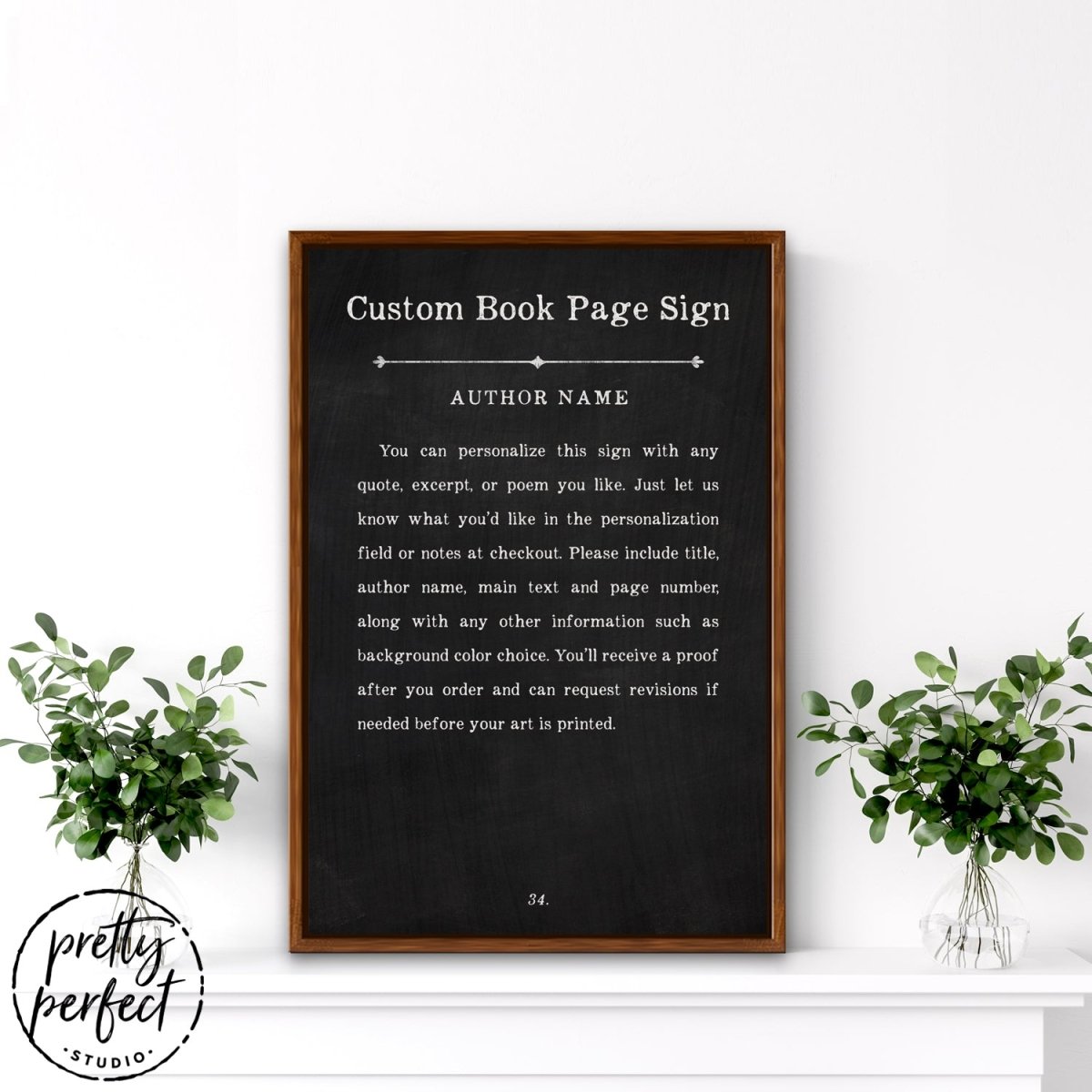 Custom Book Page Sign Above Shelf - Pretty Perfect Studio