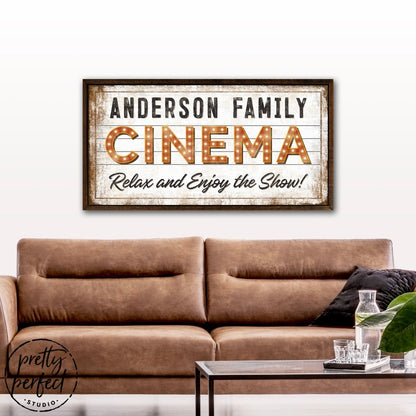 Custom Cinema Sign for Family Movie Room - Pretty Perfect Studio