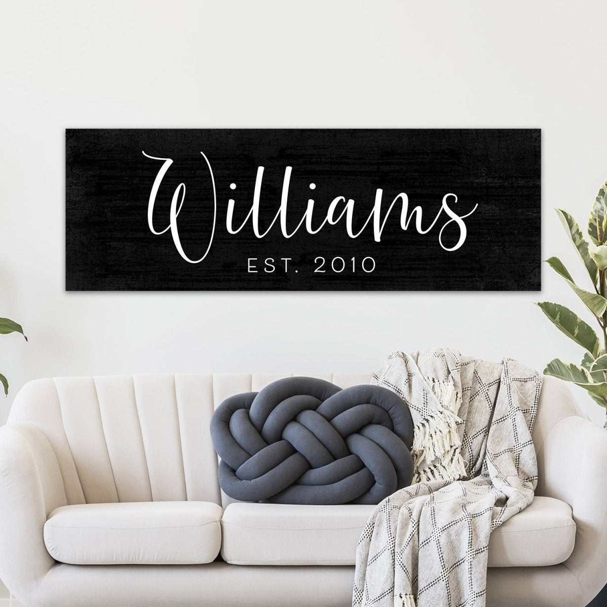 Custom Established Date Family Sign Above Couch - Pretty Perfect Studio