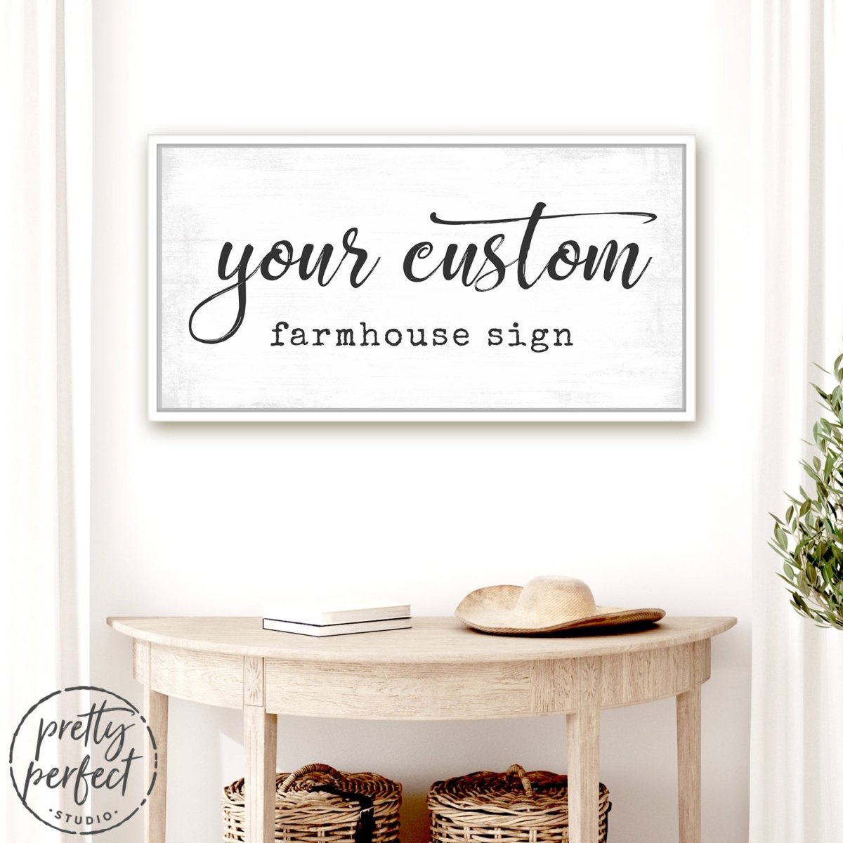 Custom Farmhouse Personalized Sign in Entryway Above Desk - Pretty Perfect Studio