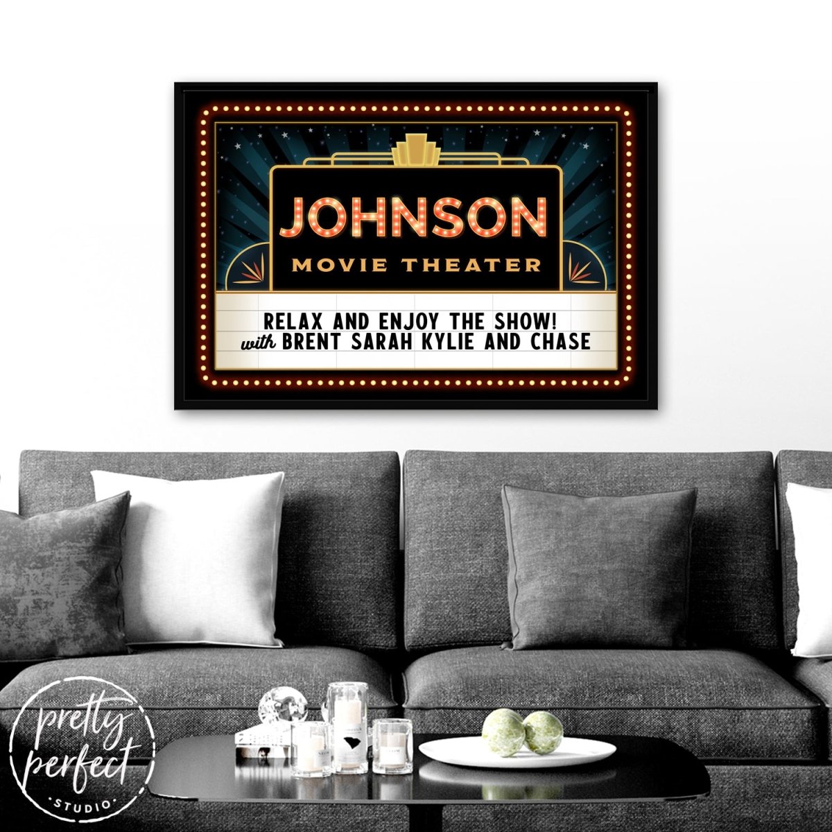 Home Movie Theater Canvas Sign - Pretty Perfect Studio
