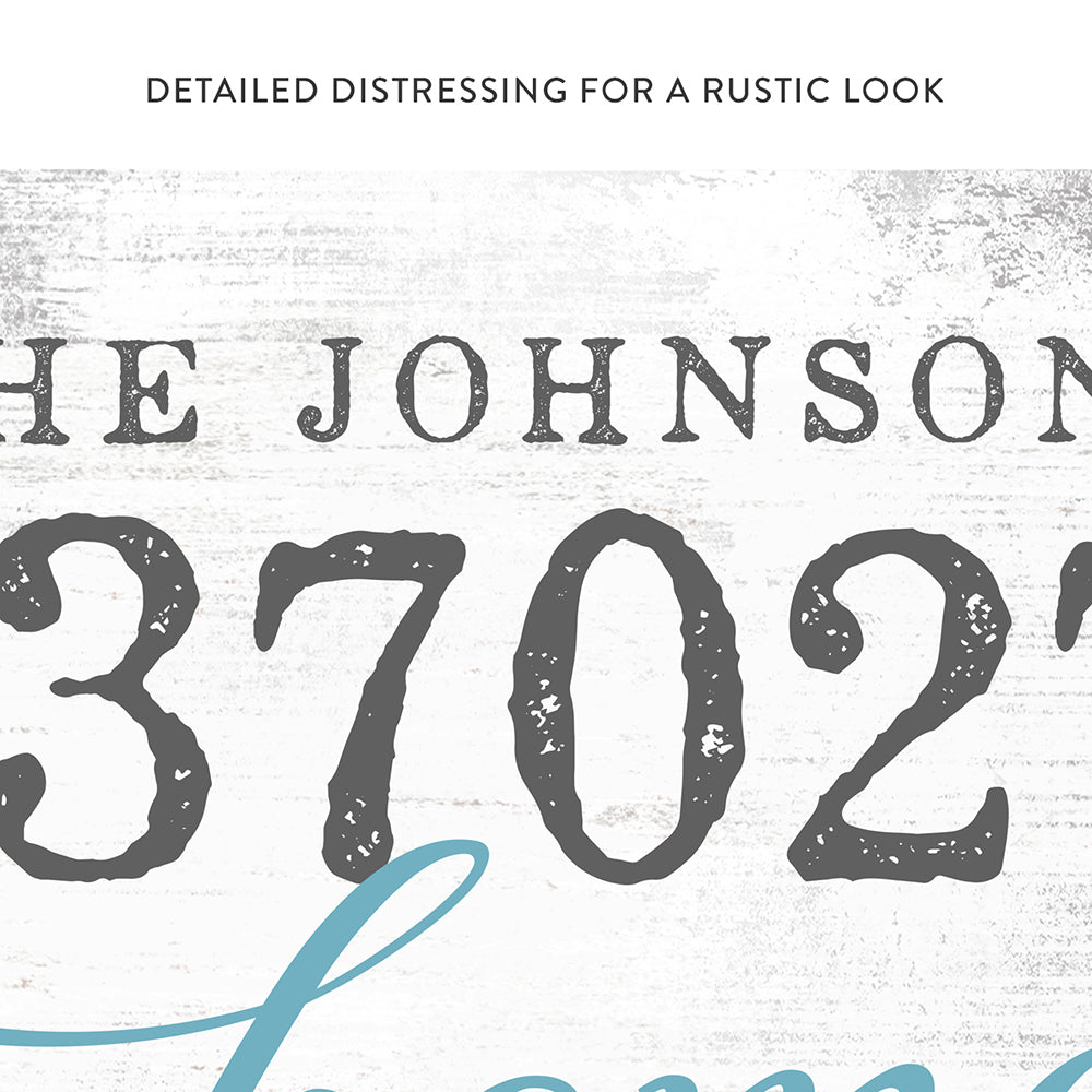 Custom Name Sign With Zip Code & Location With Distressed Look - Pretty Perfect Studio