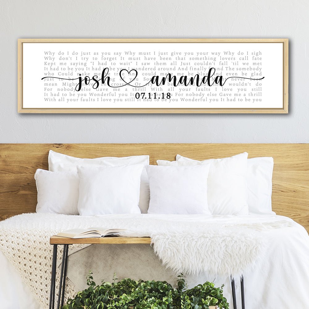Custom Song Lyric Wall Art Above Bed - Pretty Perfect Studio