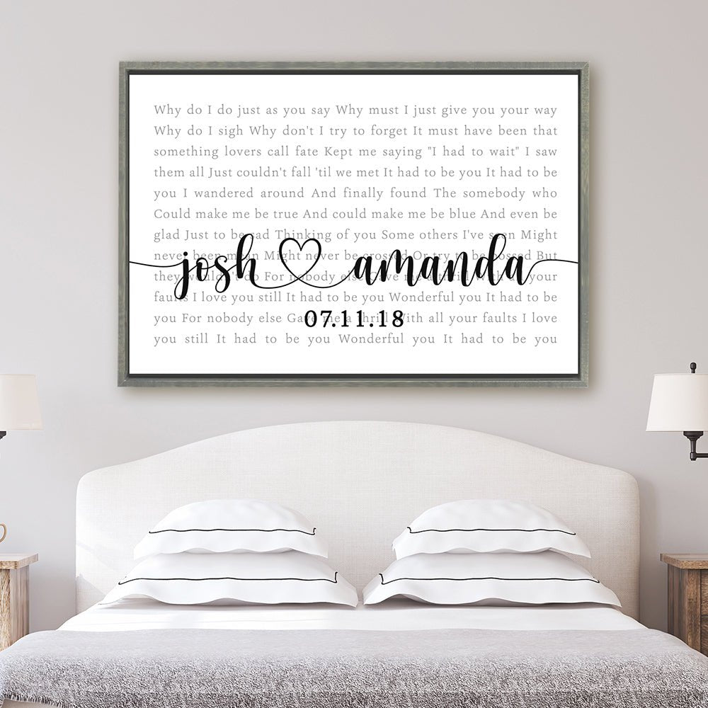 Custom Song Lyric Wall Art Above Bed - Pretty Perfect Studio