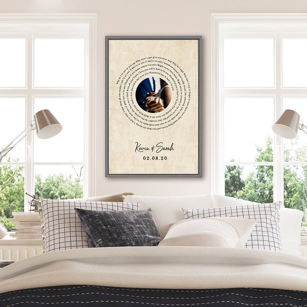 Vinyl Record Song Lyrics Print Wall Art in Bedroom - Pretty Perfect Studio