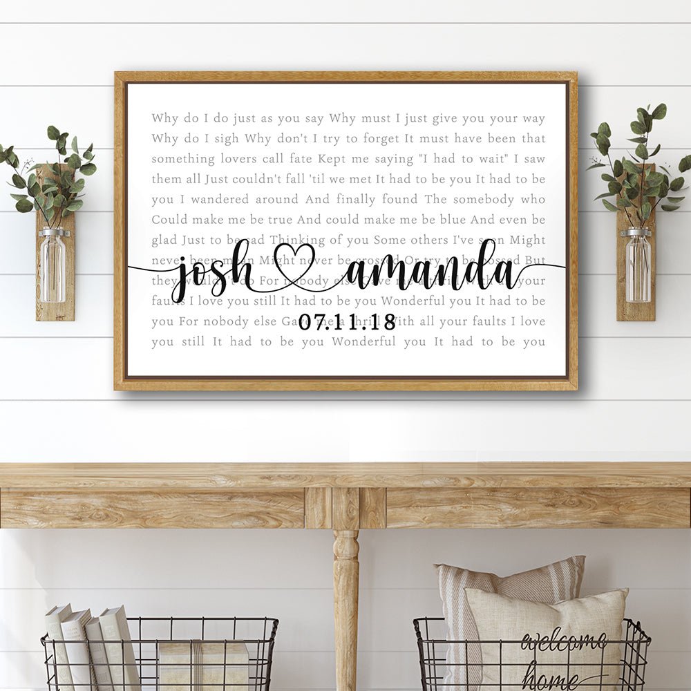 Custom Song Lyrics Print Wall Art Above Table - Pretty Perfect Studio