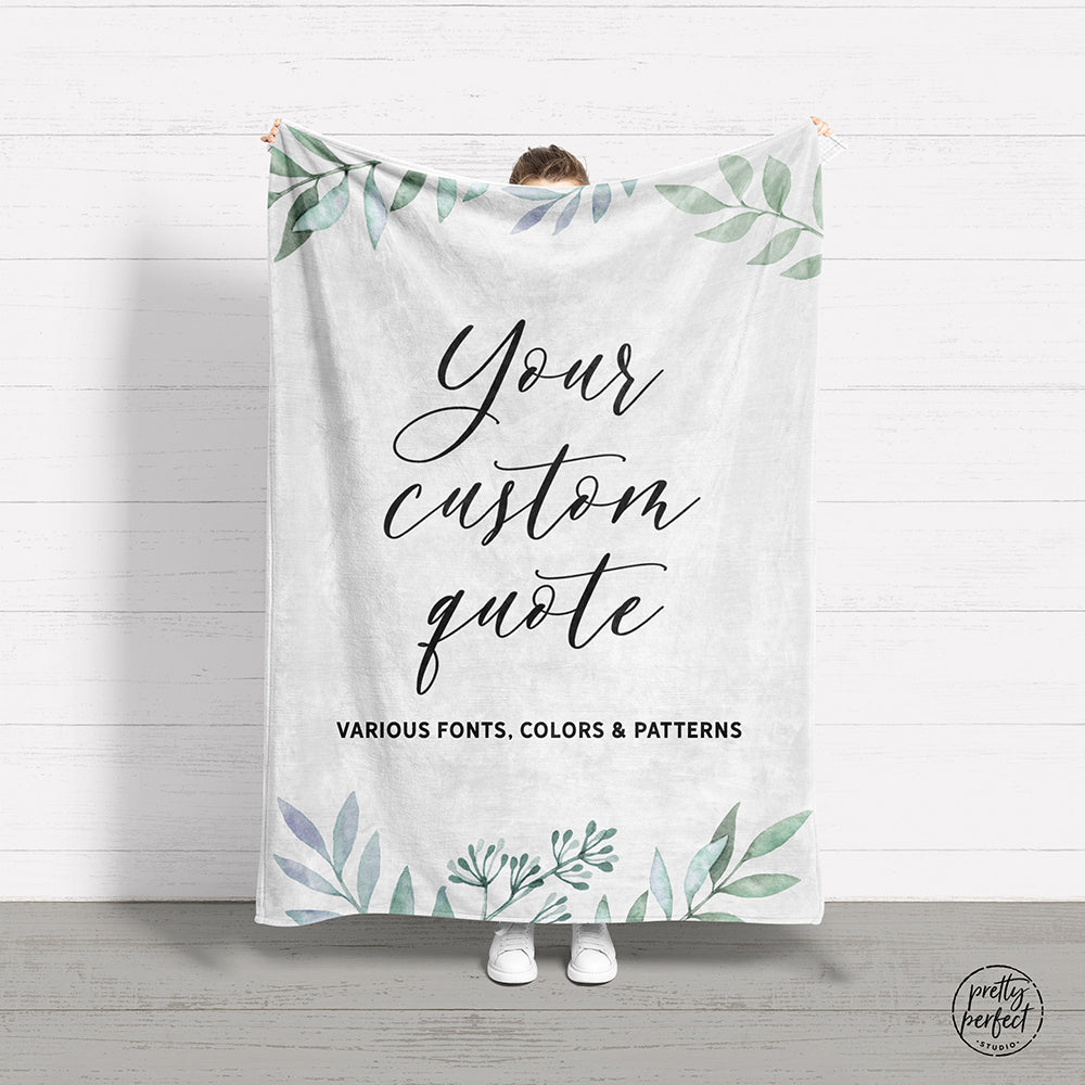 Custom Text Blankets Personalized Fleece Throw Blankets for Kids and Adults with Company Logos, Names, or Family & Friends Pictures