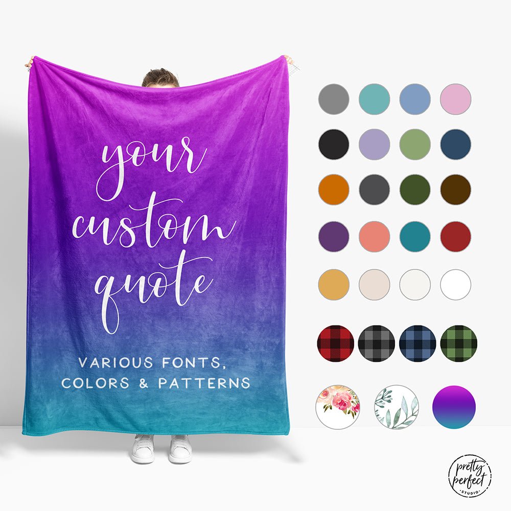 Custom Text Blankets Personalized Fleece Throw Blankets for Kids and Adults with Company Logos, Names, or Family & Friends Pictures
