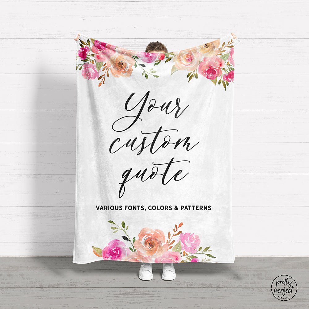 Custom Text Blankets Personalized Fleece Throw Blankets for Kids and Adults with Company Logos, Names, or Family & Friends Pictures