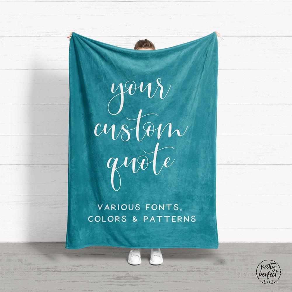 Custom Text Blankets Personalized Fleece Throw Blankets for Kids and Adults with Company Logos, Names, or Family & Friends Pictures