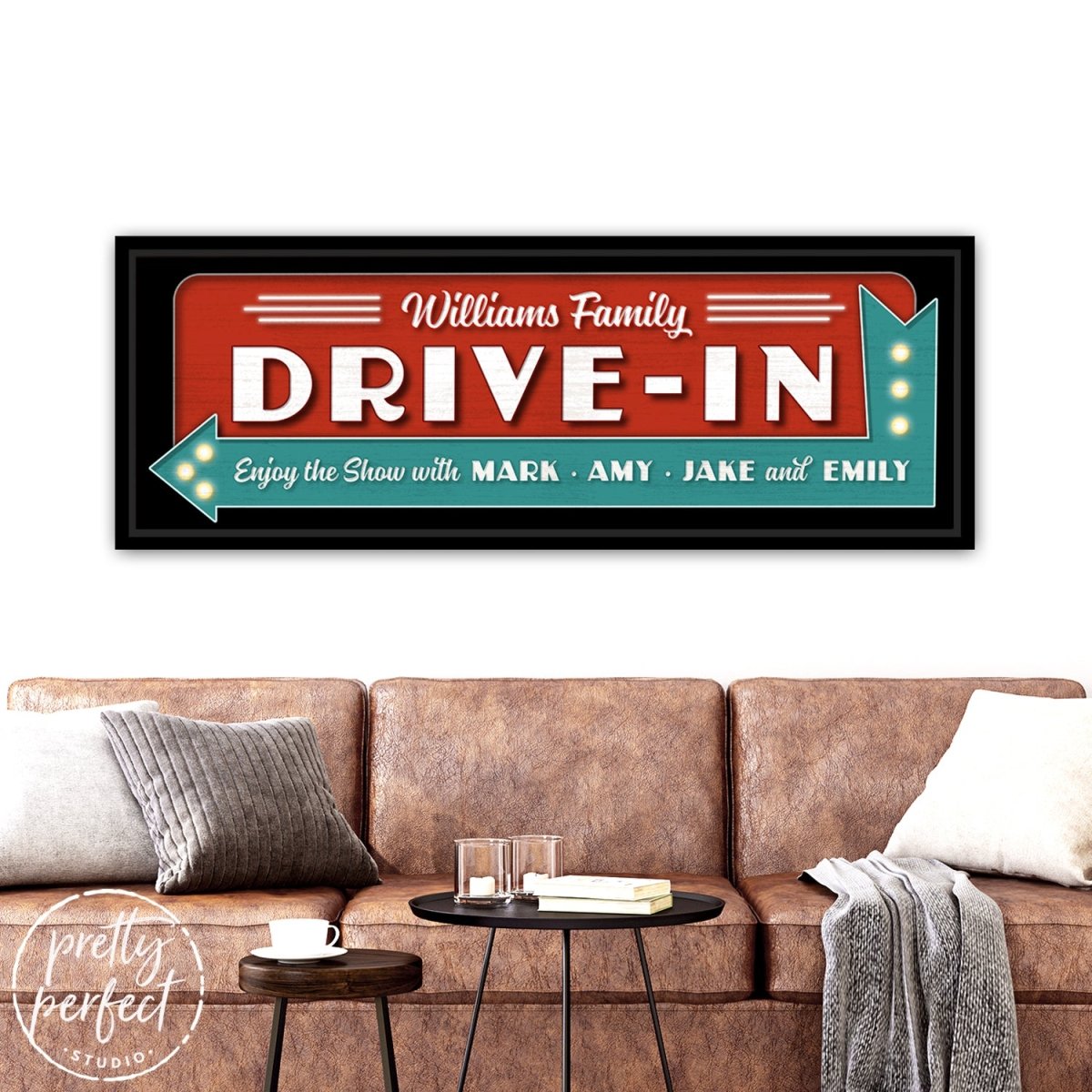 Custom Theater Sign, Personalized Drive-In Movie Painting Arrow Sign for Home Movie Cinema Room