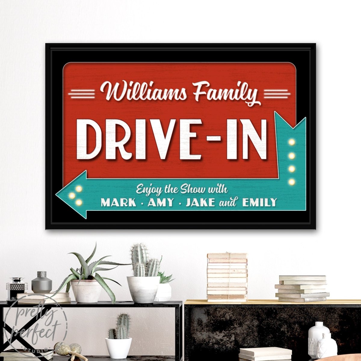 Custom Theater Sign, Personalized Drive-In Movie Painting Arrow Sign for Home Movie Cinema Room