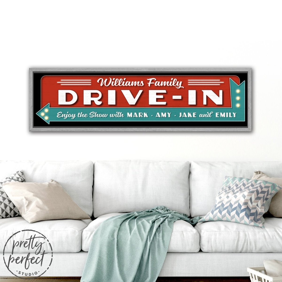 Custom Theater Sign, Personalized Drive-In Movie Painting Arrow Sign for Home Movie Cinema Room