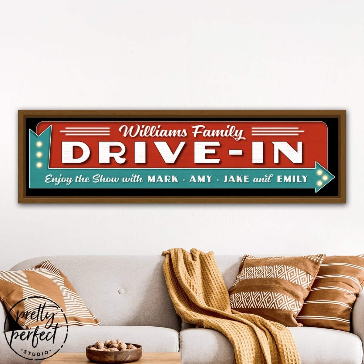Custom Theater Sign, Personalized Drive-In Movie Painting Arrow Sign for Home Movie Cinema Room