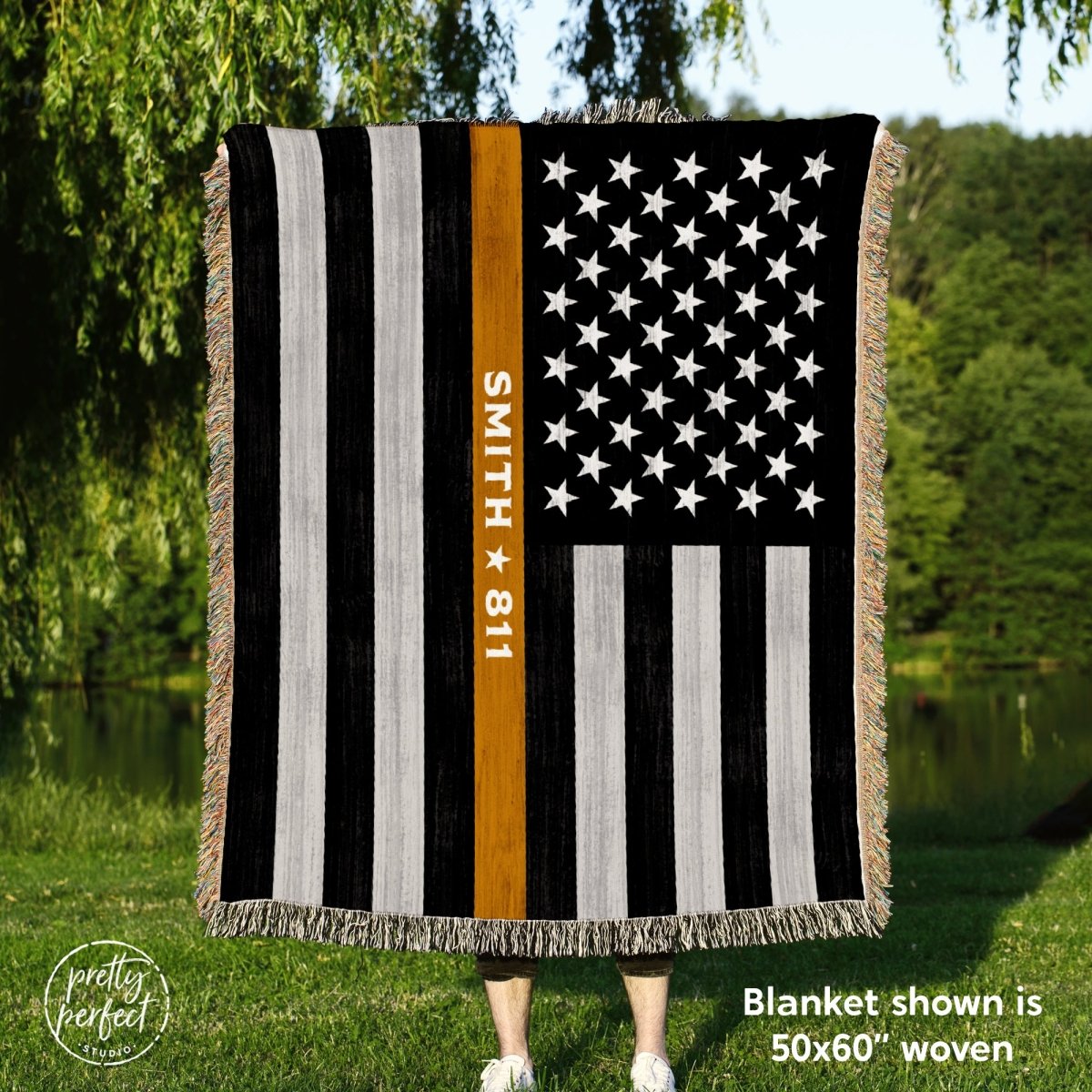 Custom Thin Gold Line Blanket for Dispatchers