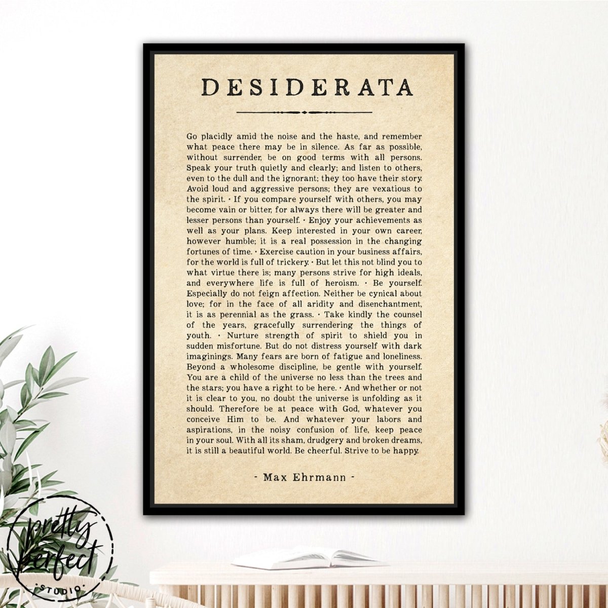 Desiderata Wall Art - Max Ehrmann Poem in Living Room - Pretty Perfect Studio