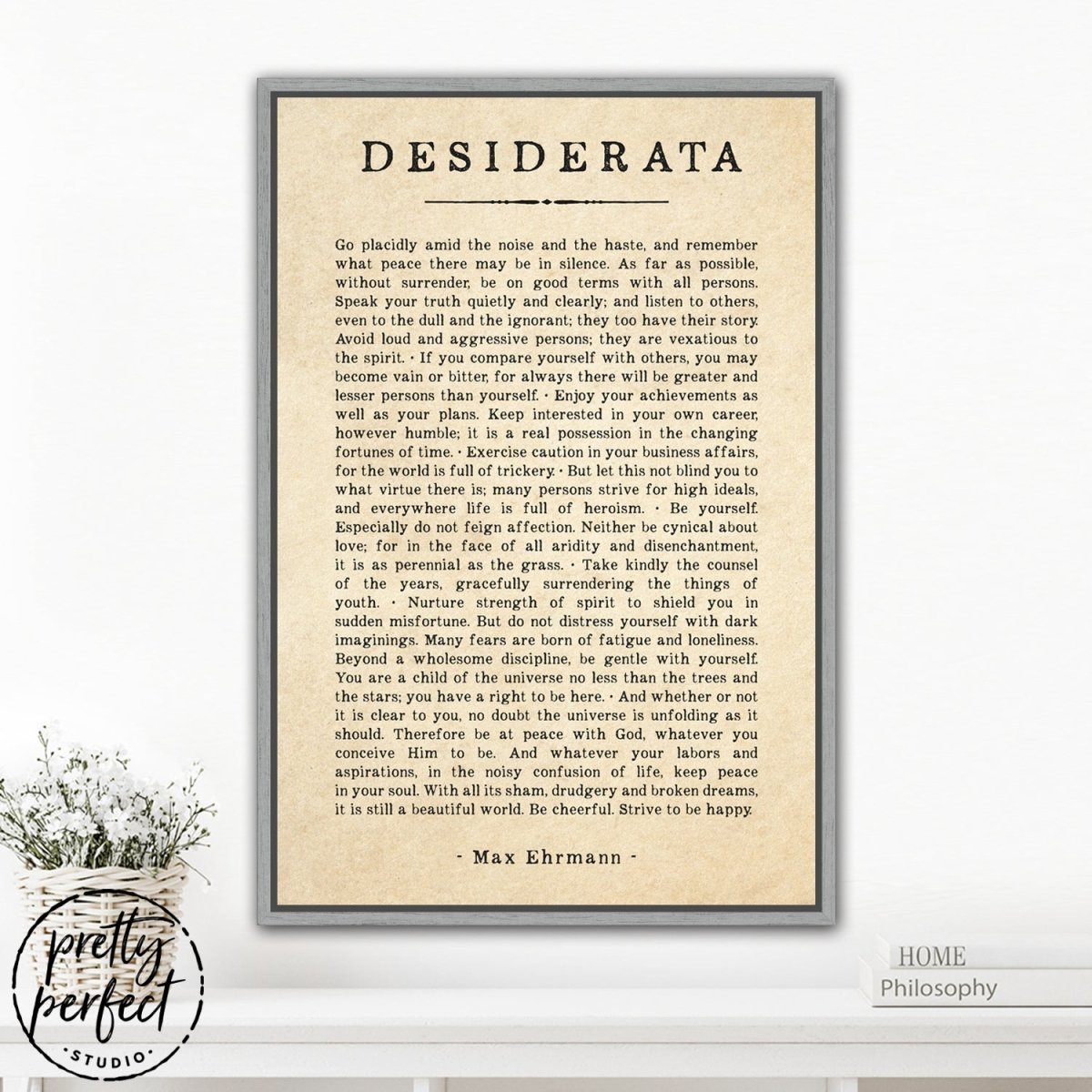 Desiderata Wall Art - Max Ehrmann Poem in Living Room - Pretty Perfect Studio