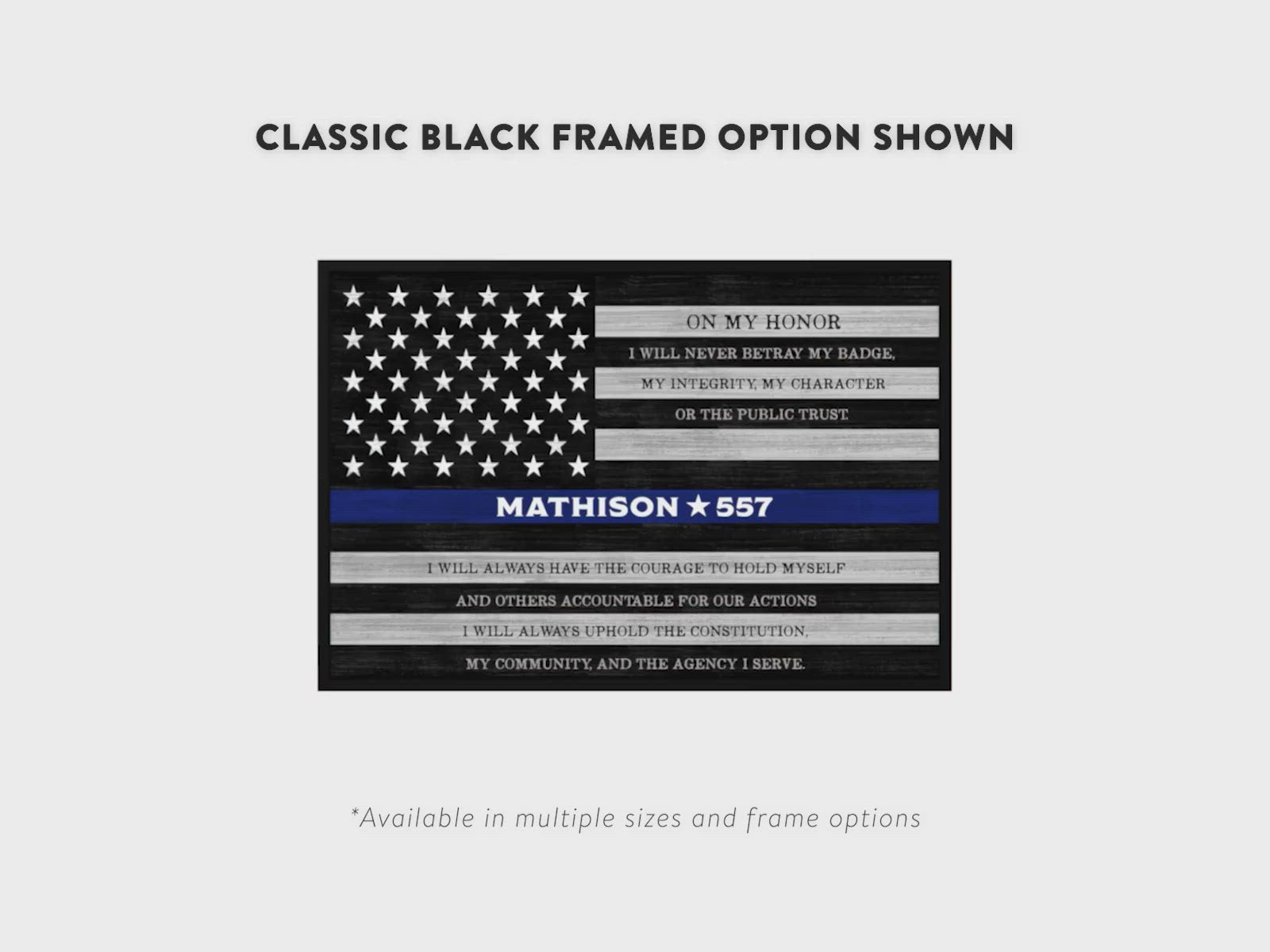 Police Officer Sign Personalized With Name and Oath Product Video - Pretty Perfect Studio