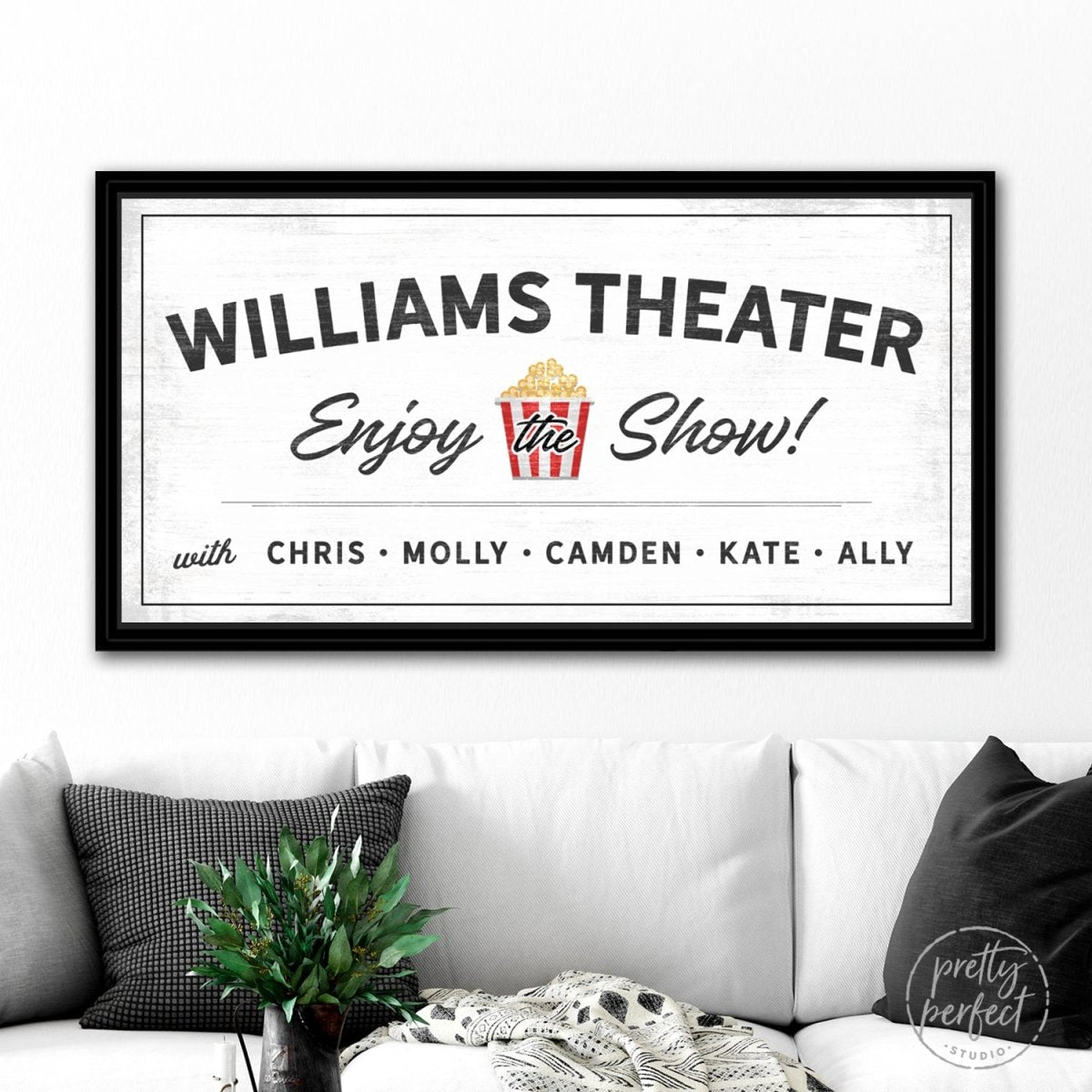 Enjoy The Show Movie Lounge Custom Name Black Sign