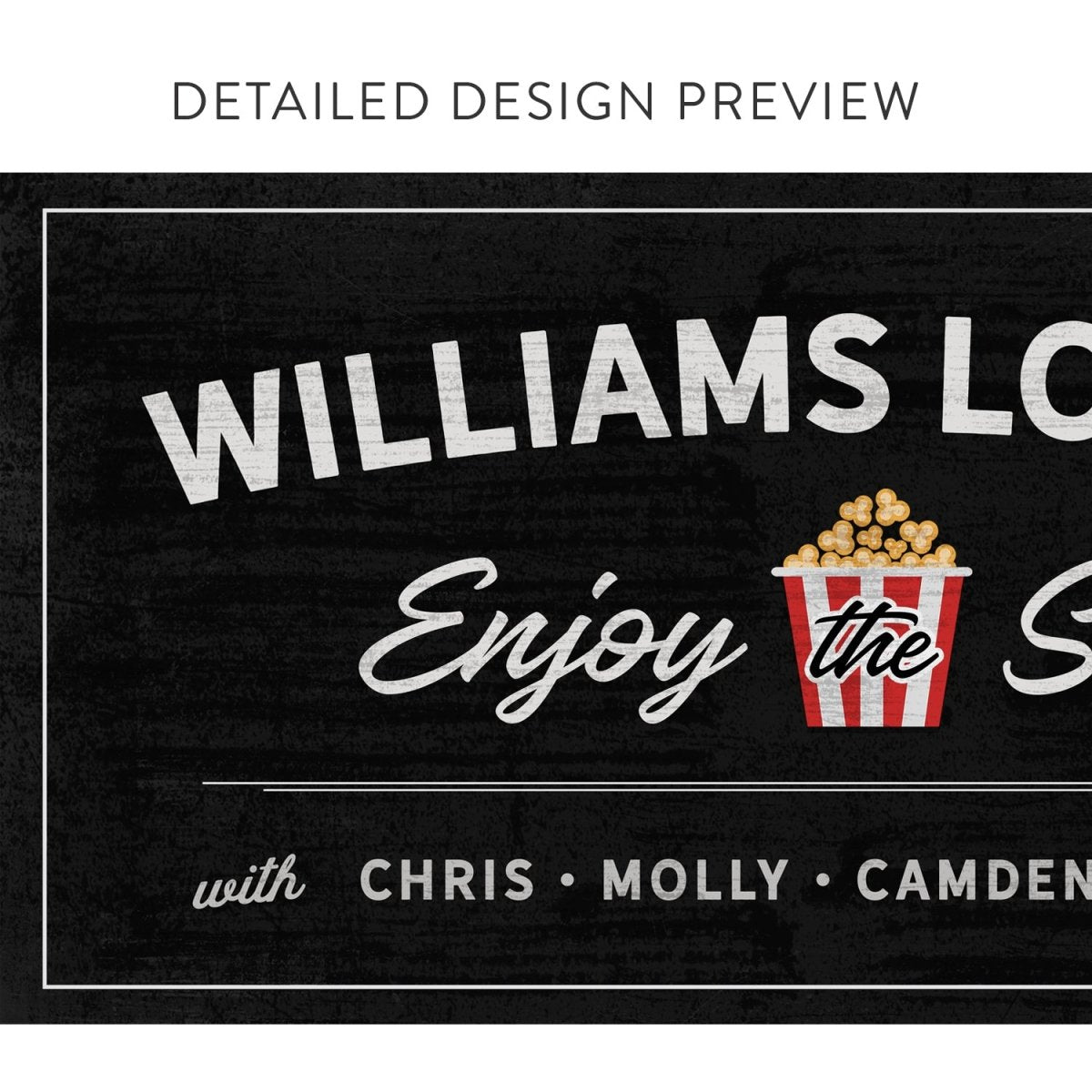 Enjoy The Show Movie Lounge Custom Name Black Sign