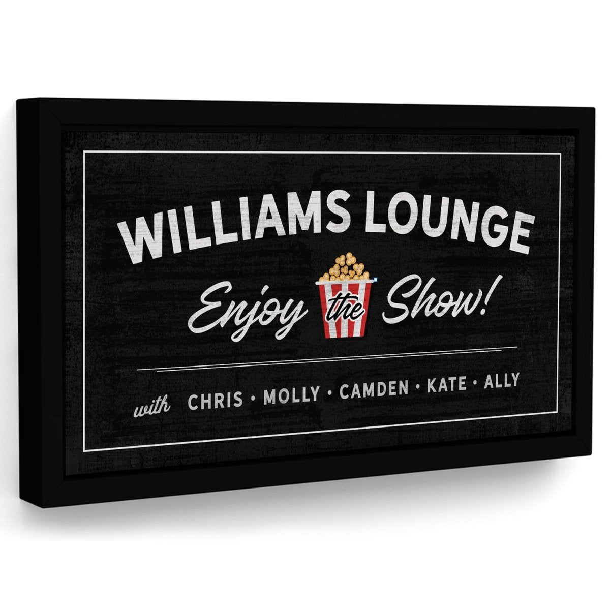 Enjoy The Show Movie Lounge Custom Name Black Sign