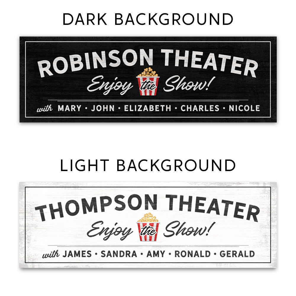 Enjoy The Show Movie Lounge Custom Name Black Sign