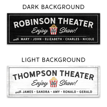 Enjoy The Show Movie Lounge Custom Name Black Sign