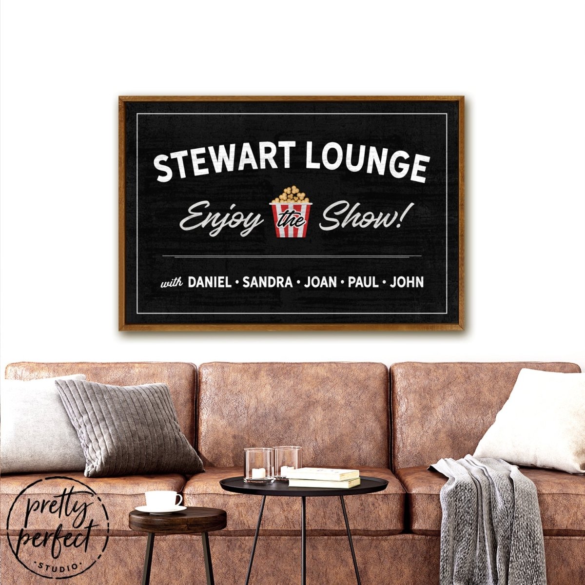 Enjoy The Show Movie Lounge Custom Name Black Sign