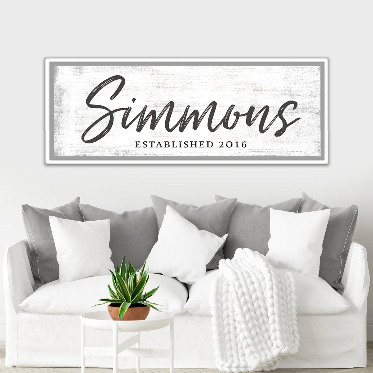 Established Family Name Signs Above Couch - Pretty Perfect Studio