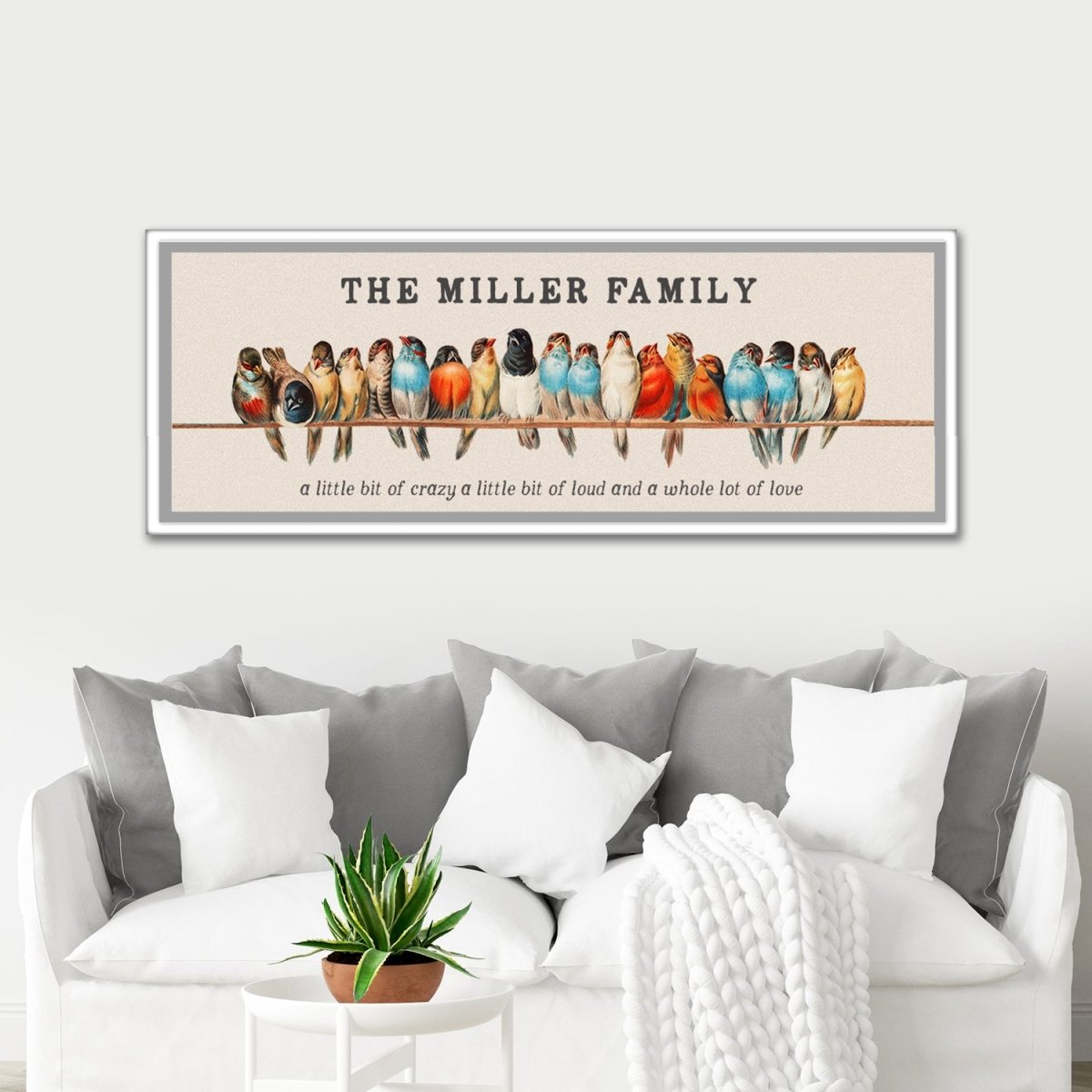Family A Little Bit Of Crazy Sign Personalized Above Couch - Pretty Perfect Studio