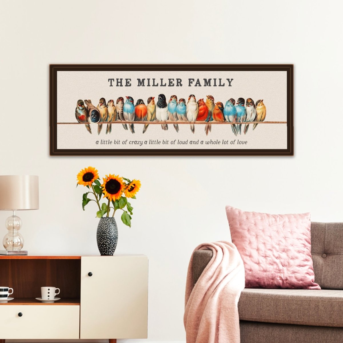 Family A Little Bit Of Crazy Sign Personalized Above Couch - Pretty Perfect Studio
