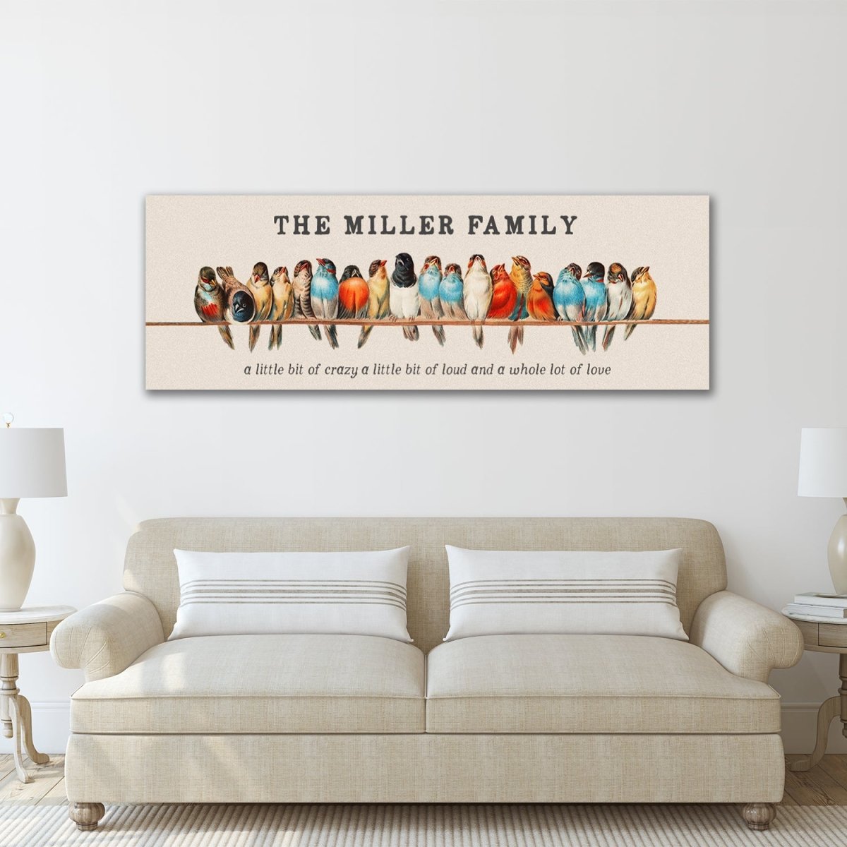 Family A Little Bit Of Crazy Sign Personalized Above Couch - Pretty Perfect Studio