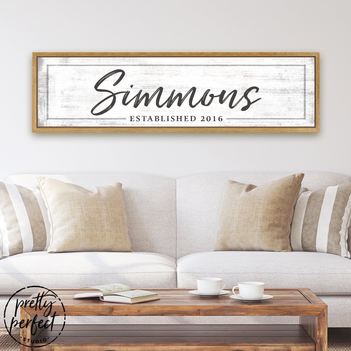 Family Established Sign Personalized Above Couch - Pretty Perfect Studio