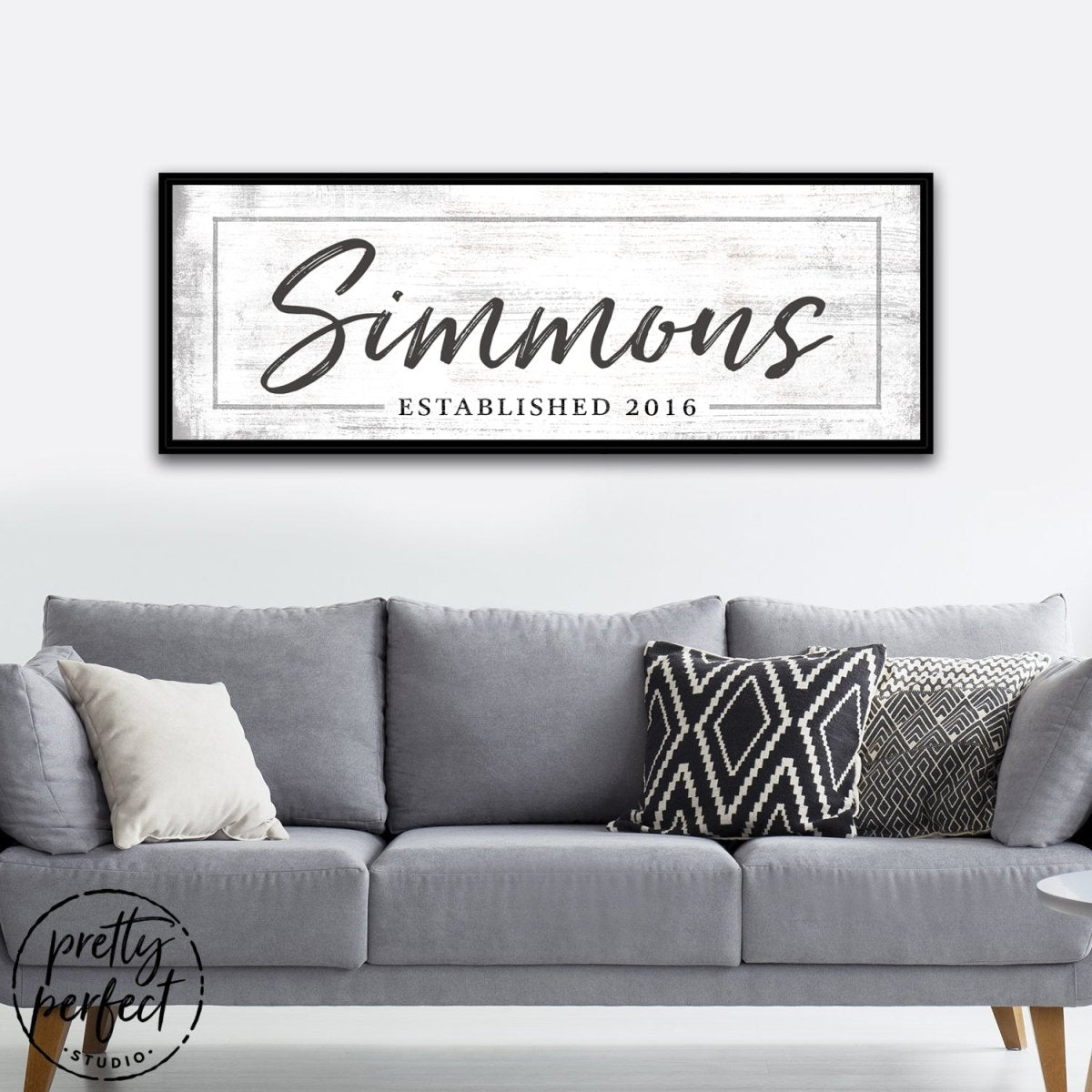 Family Established Sign Personalized Above Couch - Pretty Perfect Studio