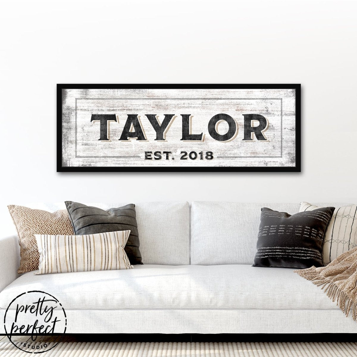 Family Established Signs Above Couch - Pretty Perfect Studio