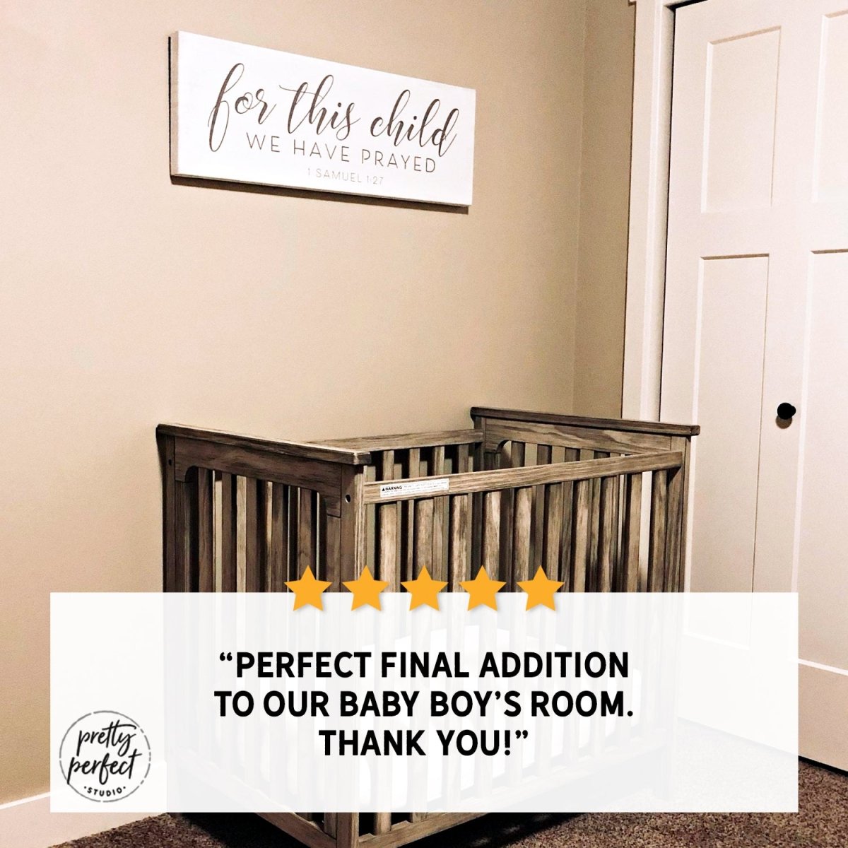 Customer product review for this child we have prayed bible verse sign by Pretty Perfect Studio