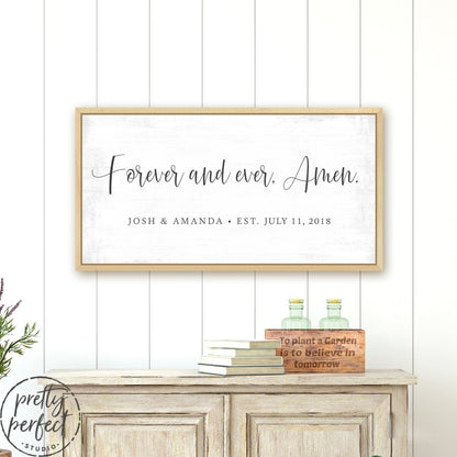 Forever And Ever Amen Personalized Canvas Wall Art Above Dresser - Pretty Perfect Studio