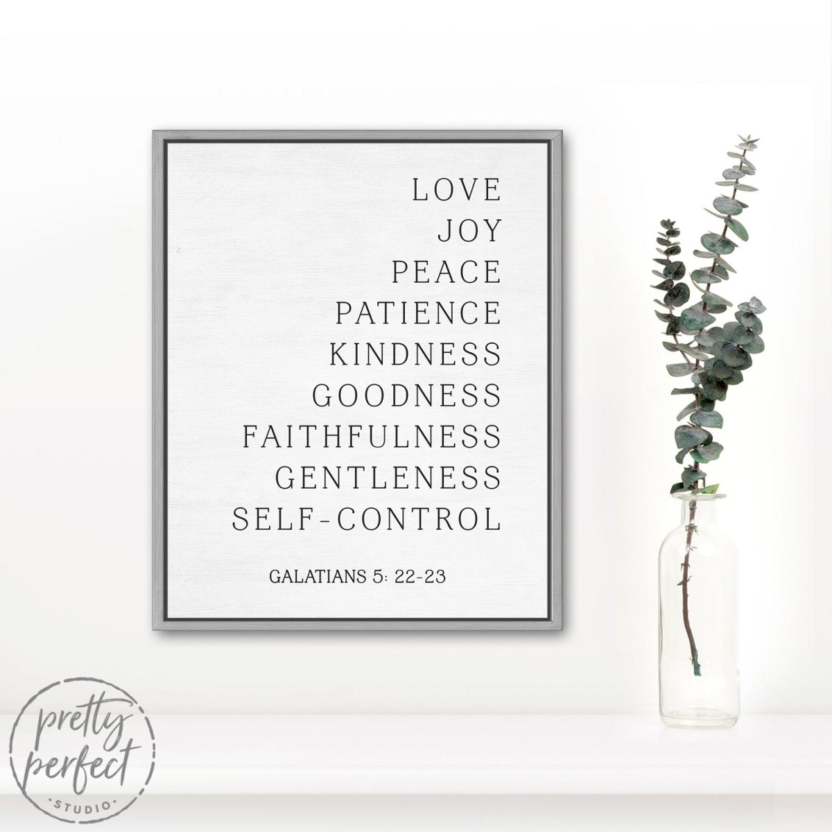 Fruit Of The Spirit Decor Hanging On Wall in the Entryway of Home - Pretty Perfect Studio