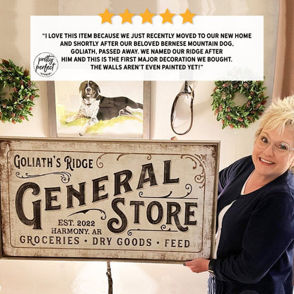 Customer product review for General Store Sign Personalized With Established Date by Pretty Perfect Studio