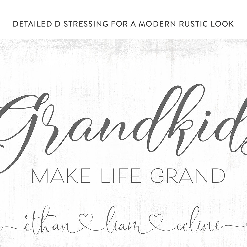 Grandkids Make Life Grand Personalized Sign - Pretty Perfect Studio