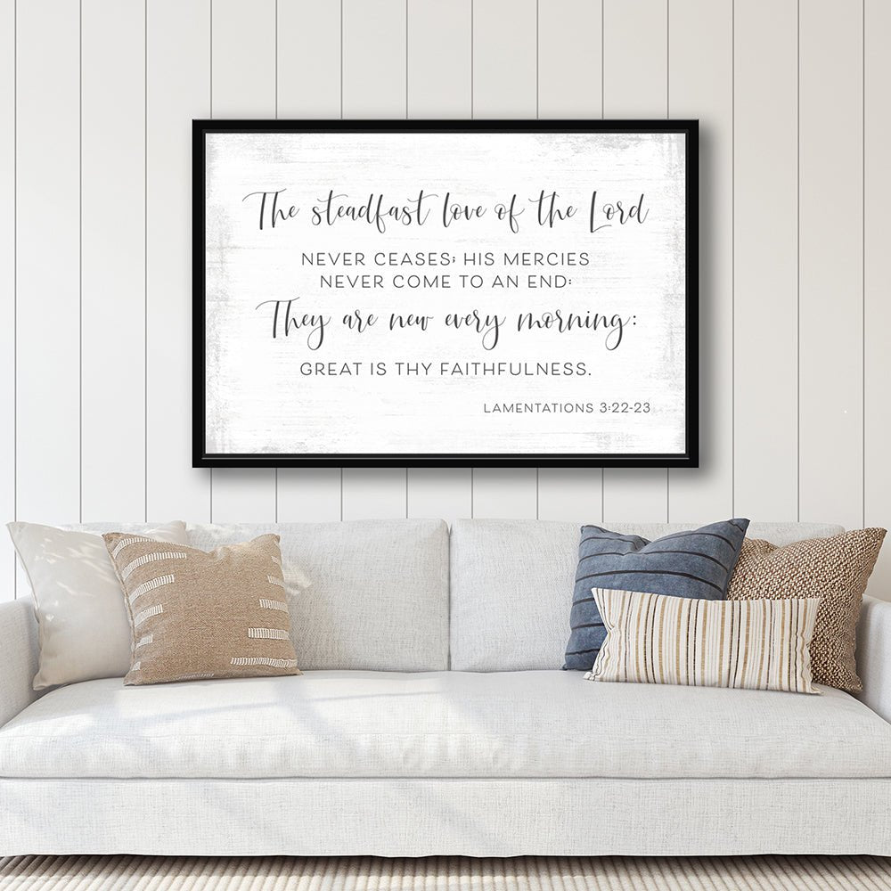 Great Is Thy Faithfulness Verse Wall Art Above Couch - Pretty Perfect Studio