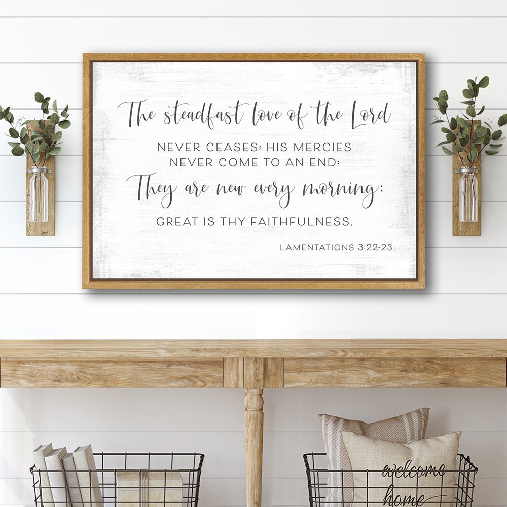 Great Is Thy Faithfulness Verse Wall Art Above Shelf - Pretty Perfect Studio