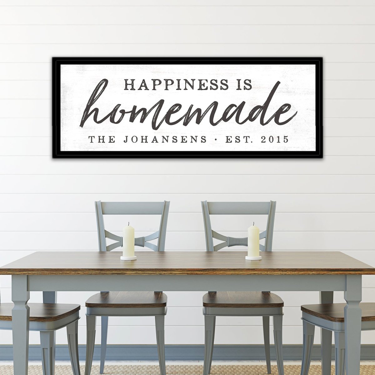 Happiness Is Homemade Personalized Name Sign Above Table - Pretty Perfect Studio