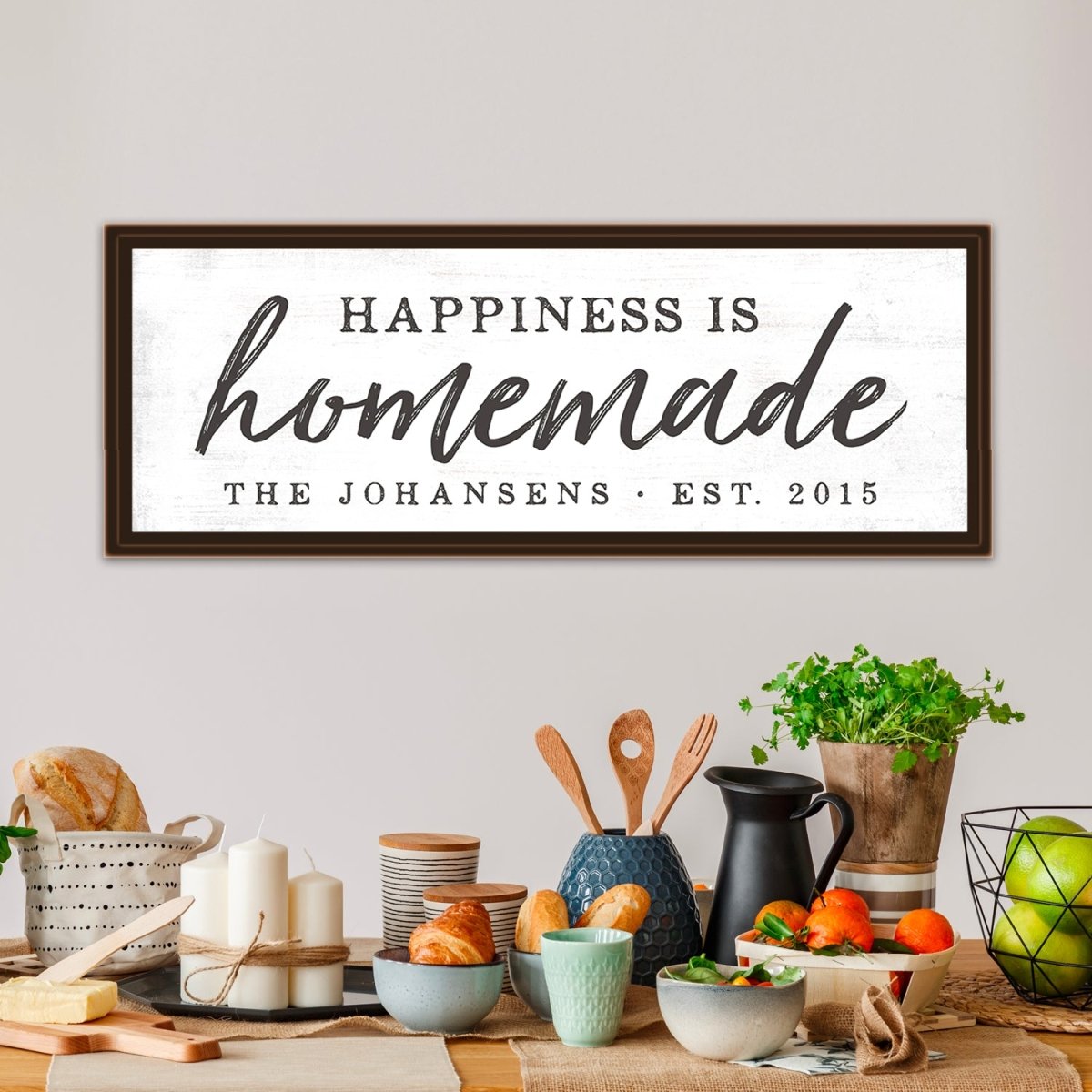 Happiness Is Homemade Personalized Name Sign in Kitchen - Pretty Perfect Studio